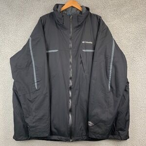 Columbia Omni-Heat Men Alpine Action Ski Jacket Hood Size 4XLT Black Omni Tech
